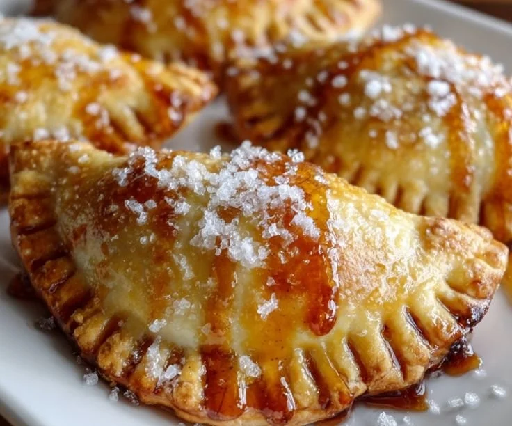 Freshly baked peach hand pies on a cooling rack, golden and inviting.