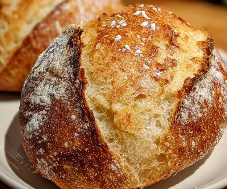 Freshly baked sourdough bread with a crispy golden crust