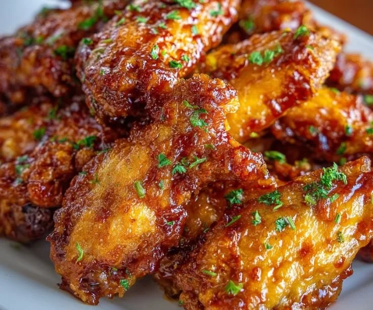 Pineapple Cowboy Candy Chicken Wings garnished and ready to eat