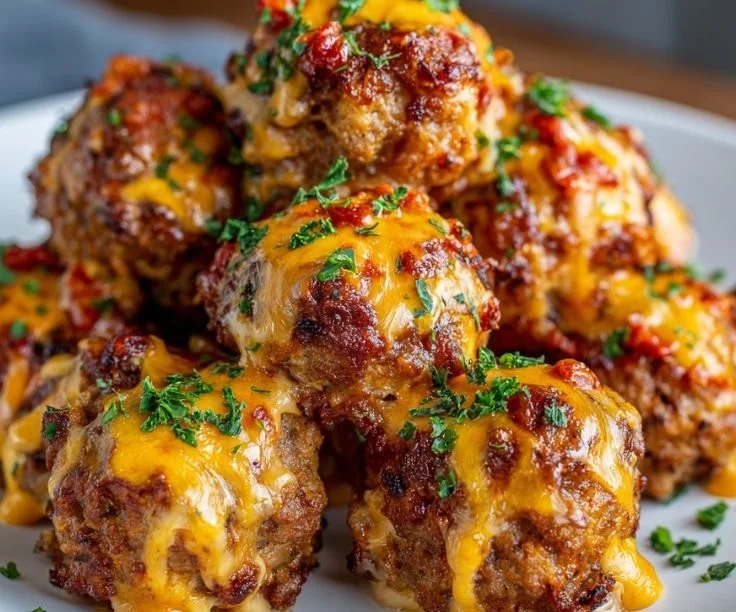 Delicious Rotel Cream Cheese Sausage Balls served in a colorful dish