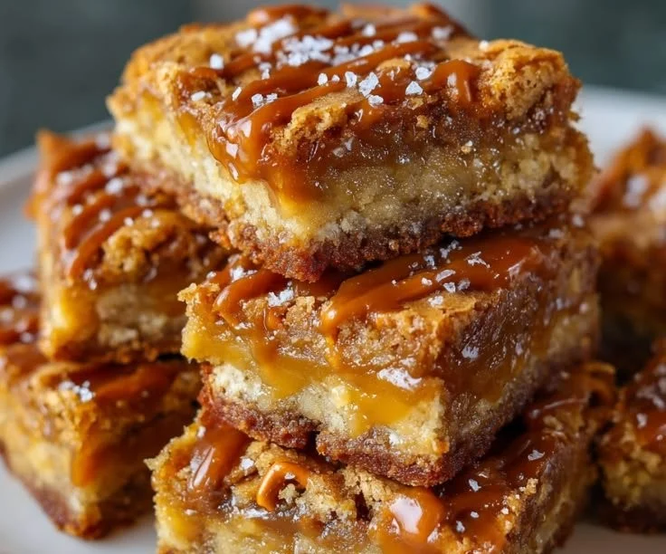 Delicious salted caramel pretzel blondies with crispy and chewy texture
