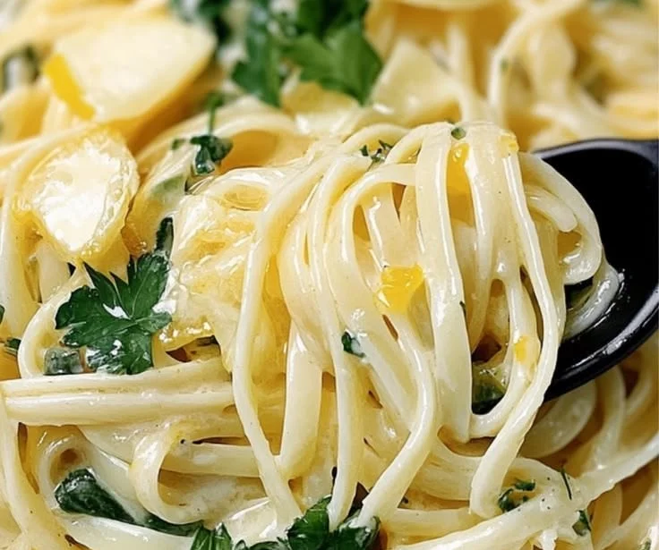 Delicious simple lemon pasta served with fresh herbs and lemon zest
