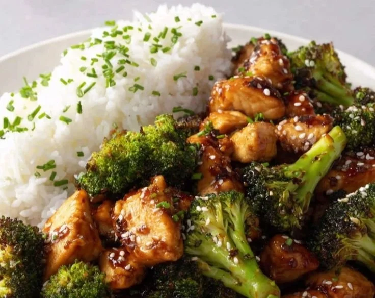 Delicious teriyaki chicken and broccoli stir-fry served in a bowl