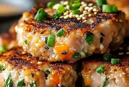 Asian-style tuna cakes served with spicy mayo on a plate