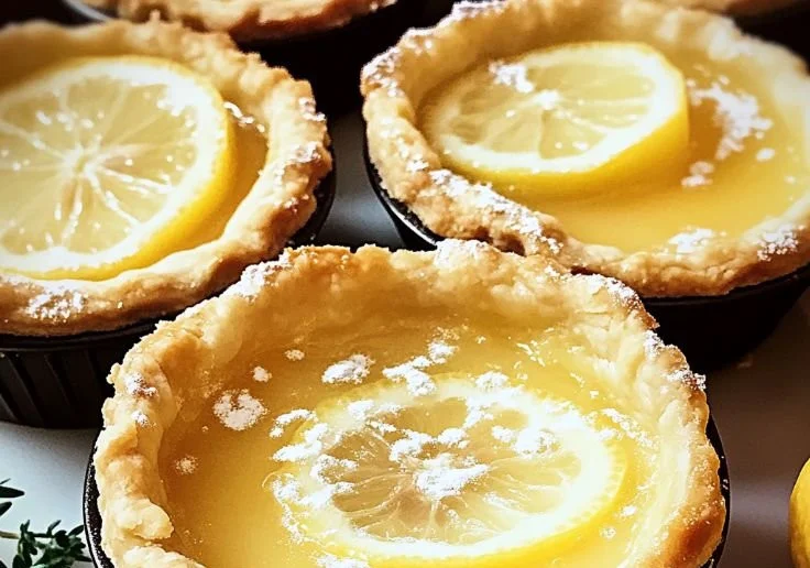 Delicious Baby Lemon Impossible Pies on a serving plate