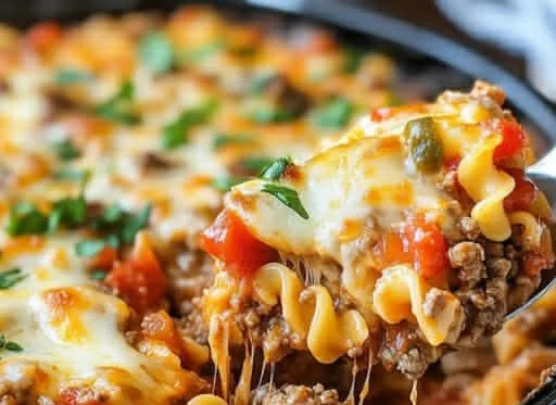 Delicious Beef Lombardi Casserole served in a dish for a family dinner