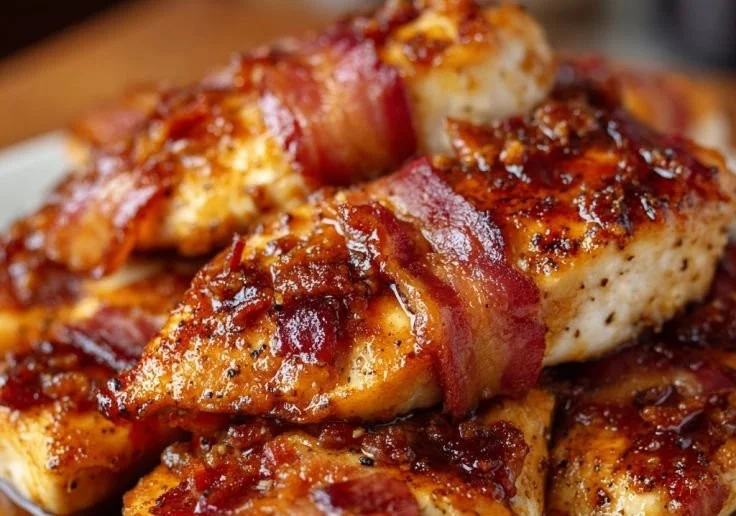 Delicious Brown Sugar Bacon Chicken recipe served on a plate