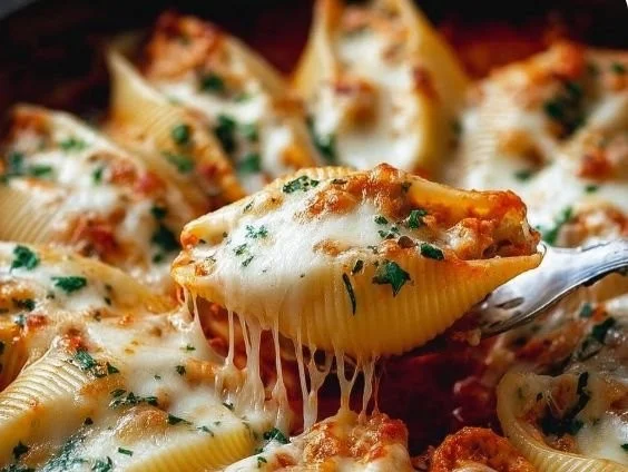 Delicious cheesy stuffed shells filled with ricotta and herbs
