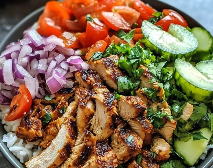 Delicious Chicken Shawarma Bowl with fresh ingredients and spices