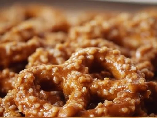 Delicious Church Lady Butter Toffee Pretzels on a serving platter.