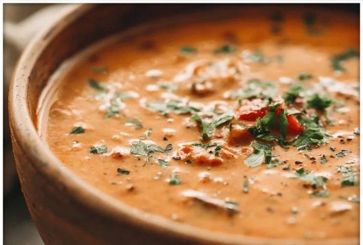 Bowl of creamy Mexican taco soup topped with cheese and cilantro