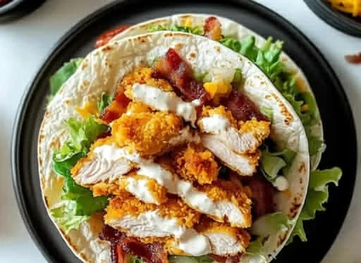 Crispy Chicken Bacon Ranch Wrap with fresh ingredients and savory flavors