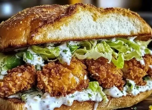 Crispy Chicken Caesar Sandwich with fresh ingredients and dressing