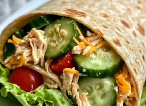 Crunchy Cucumber Ranch Chicken Wraps ready to serve