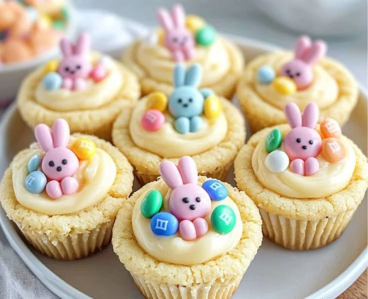 Easter Bunny sugar cookie cups decorated for spring celebrations