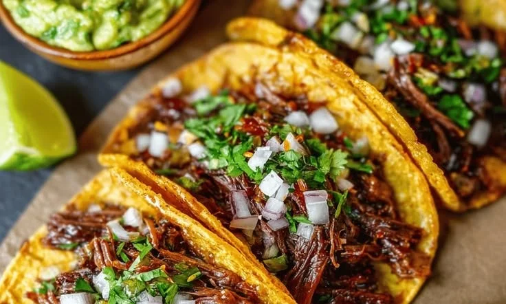 Delicious Chuck Roast Tacos served with fresh toppings