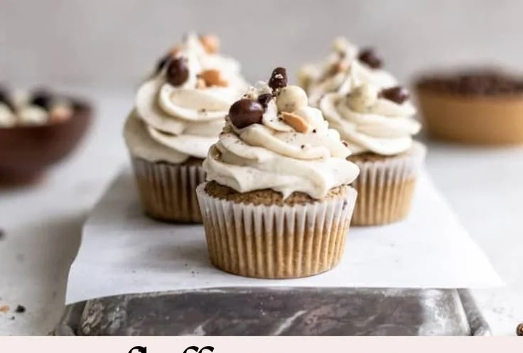 Espresso cupcakes topped with coffee-flavored frosting