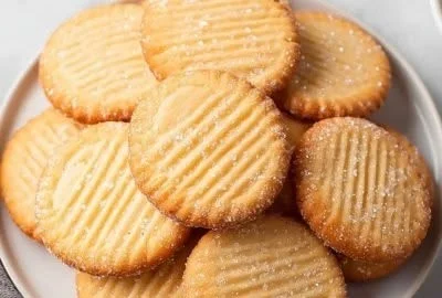 Delicious French salted butter cookies on a baking tray