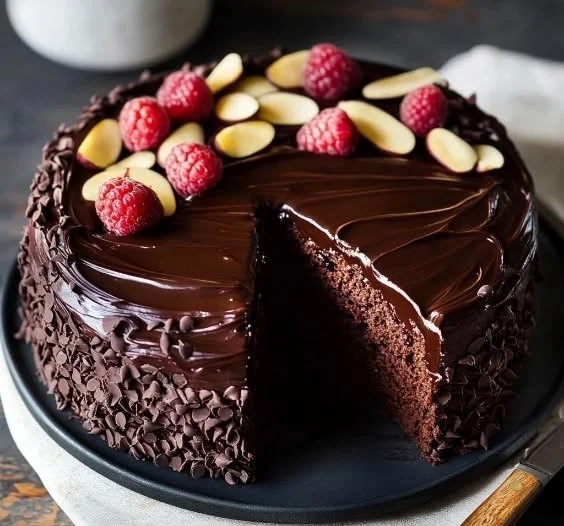 Gluten-free vegan chocolate cake in a bowl, ready to enjoy and serve.