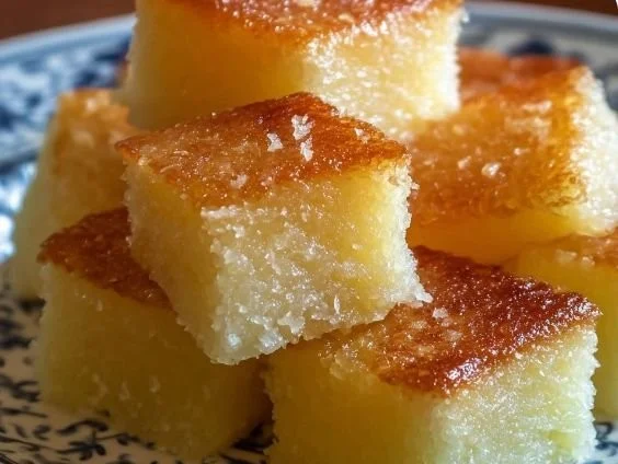 Delicious Hawaiian Butter Mochi dessert served on a plate