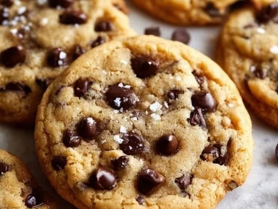 Plate of healthy almond flour cookies with chocolate chips