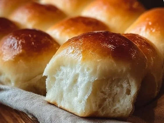 Homemade soft and buttery rolls fresh out of the oven