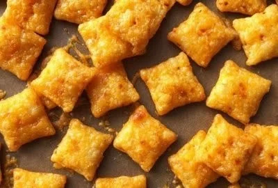 Homemade Cheez-Its baked to golden perfection.