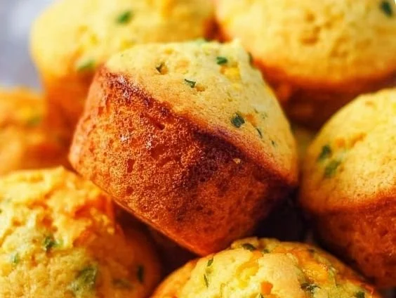 Savory jalapeño cheddar cornbread muffins fresh out of the oven, ready to serve.