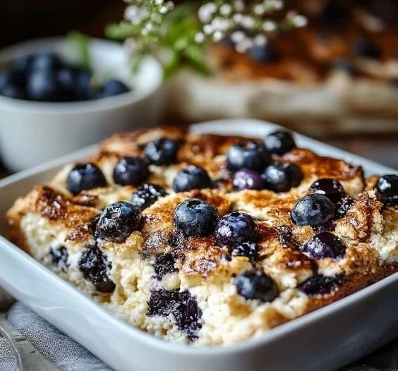 Lemon Blueberry Protein-Packed Breakfast Bake served on a plate