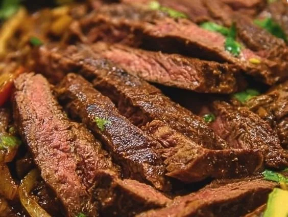 Delicious steak fajitas marinated for optimal flavor and tenderness.