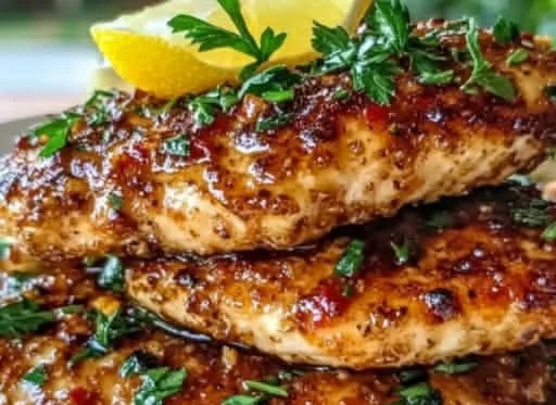Plate of Mediterranean chicken tenders with herbs and spices