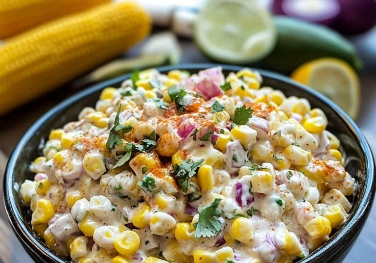 Delicious Mexican street corn salad with fresh ingredients and spices