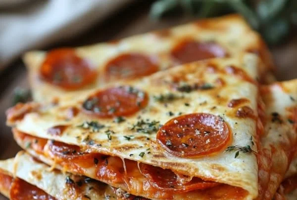 Delicious Pepperoni Pizzadillas filled with cheese and pepperoni slices