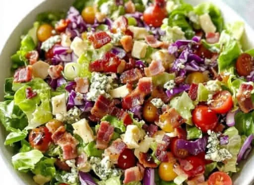 A bowl of Portillo's Chopped Salad featuring fresh vegetables and vibrant colors