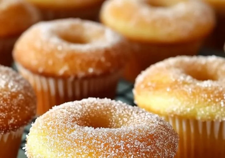Delicious homemade donut muffins ready to be served.