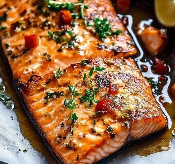 Fresh salmon fillet marinated in a flavorful salmon marinade