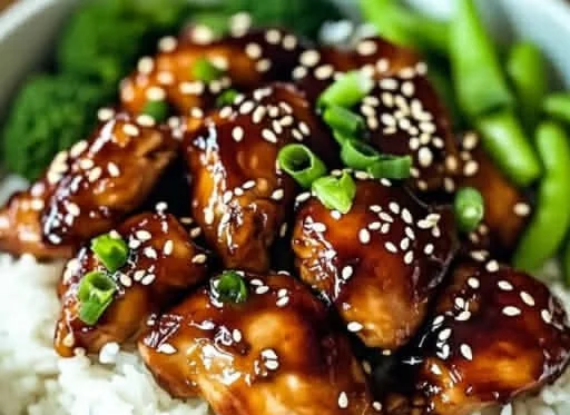 Savory teriyaki chicken served with steamed vegetables and rice for a quick dinner