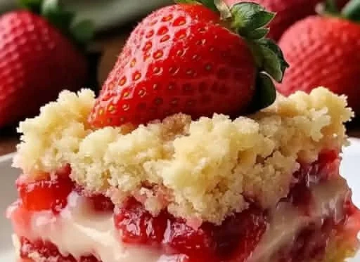Delicious Strawberry Shortcake Bars served on a summer day