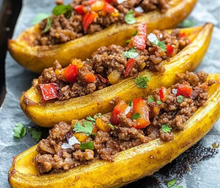 Delicious stuffed plantains filled with savory ingredients