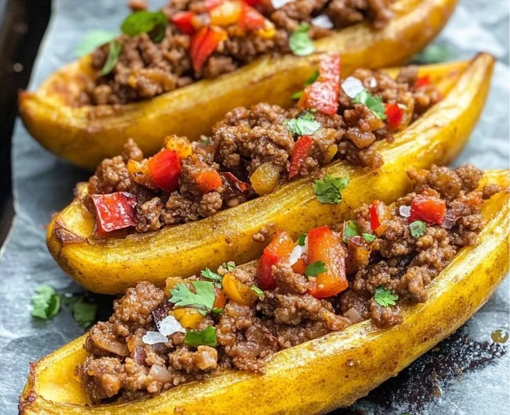 Delicious stuffed plantains filled with savory ingredients