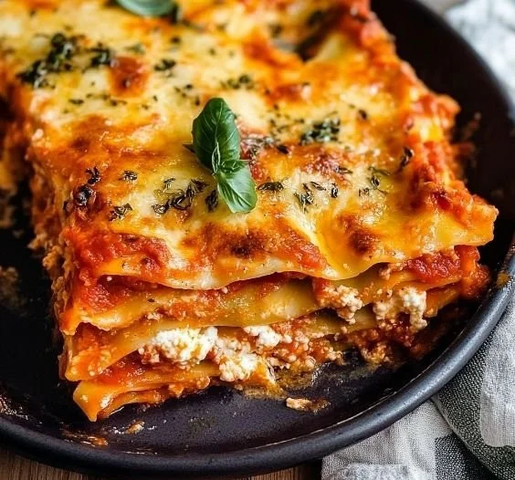 Vegetarian lasagna recipe with ricotta cheese and fresh vegetables
