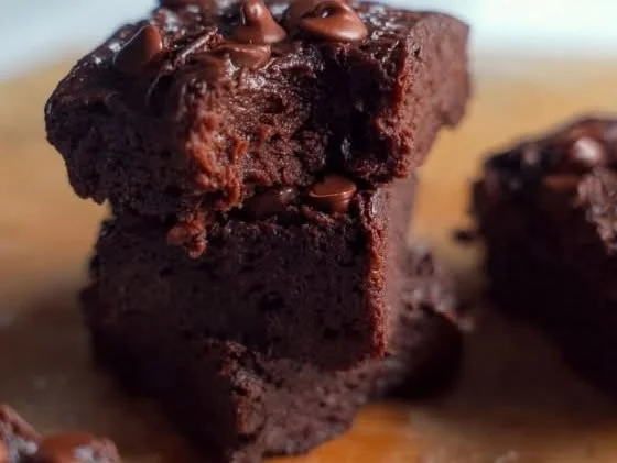 Delicious viral cottage cheese protein brownies topped with chocolate.