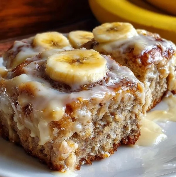 Delicious banana bread cinnamon rolls fresh out of the oven