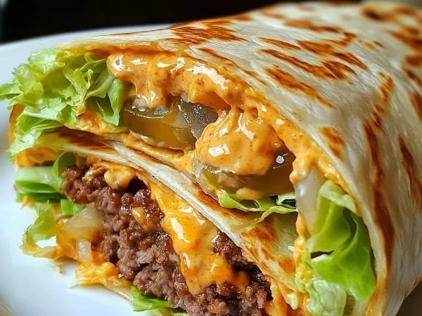 Homemade Big Mac Wrap featuring special sauce and fresh ingredients