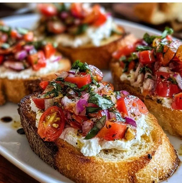 Boursin bruschetta dip served with crispy bread slices