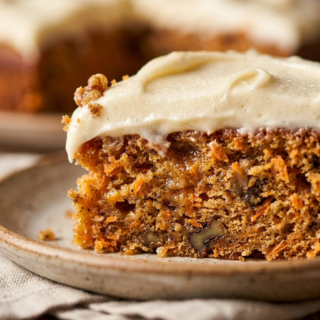 Delicious homemade Carrot Cake with cream cheese frosting