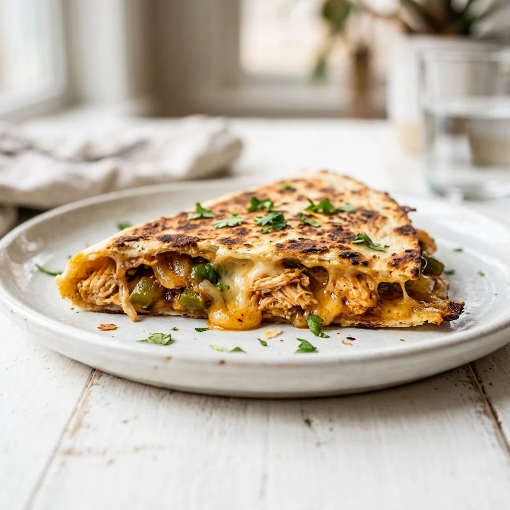Delicious Chicken Quesadillas with melted cheese and grilled chicken filling