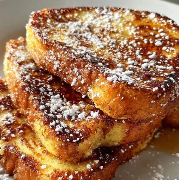 Delicious Cinnamon Sugar French Toast served with syrup and berries