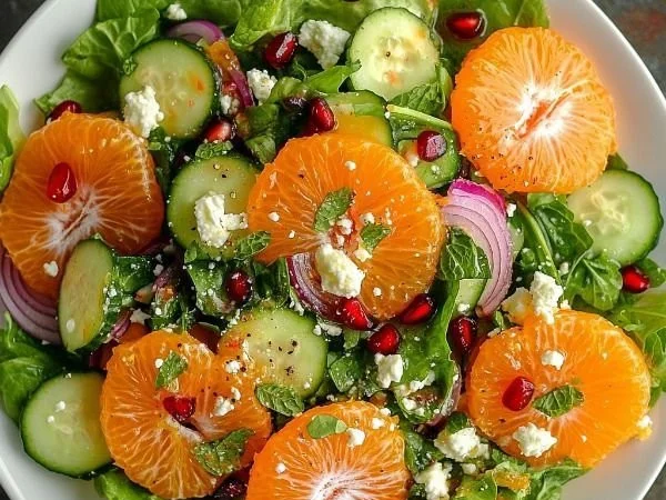 Citrus Mandarin Orange Salad with fresh greens and vibrant colors