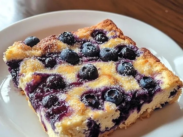 Delicious Cottage Cheese Blueberry Bake served in a dish.